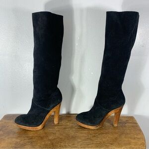 Michael kors suede Wood plateforms pull on knee high boots